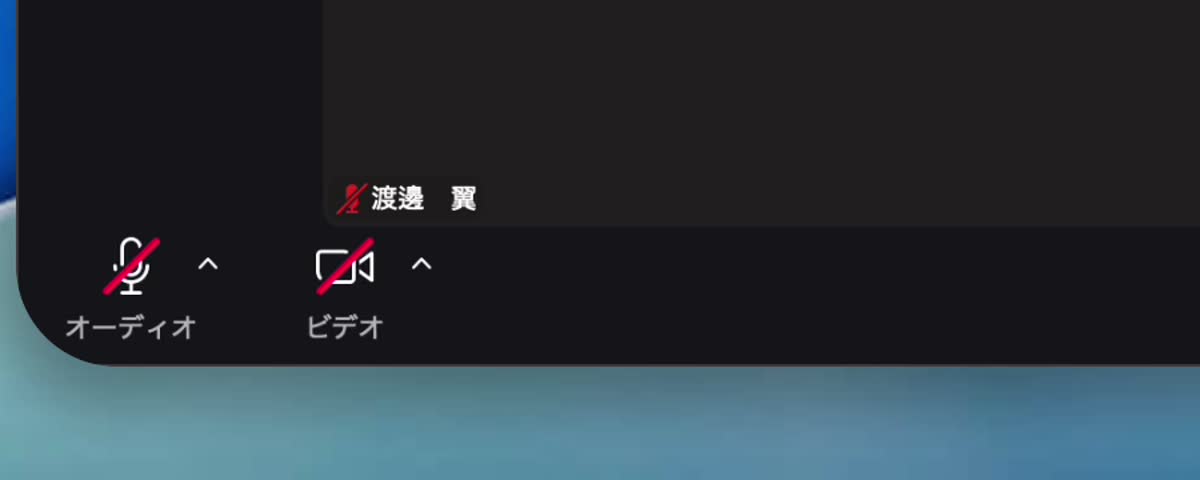 Zoom画面左下のオーディオボタンと矢印